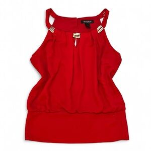 Y2K Red Keyhole Blouse